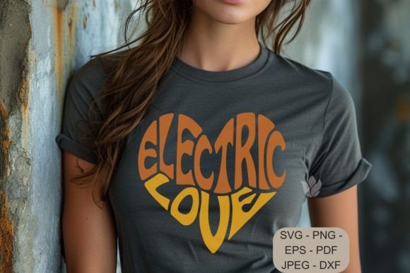 Electric Love Heart-Shaped Word Art SVG